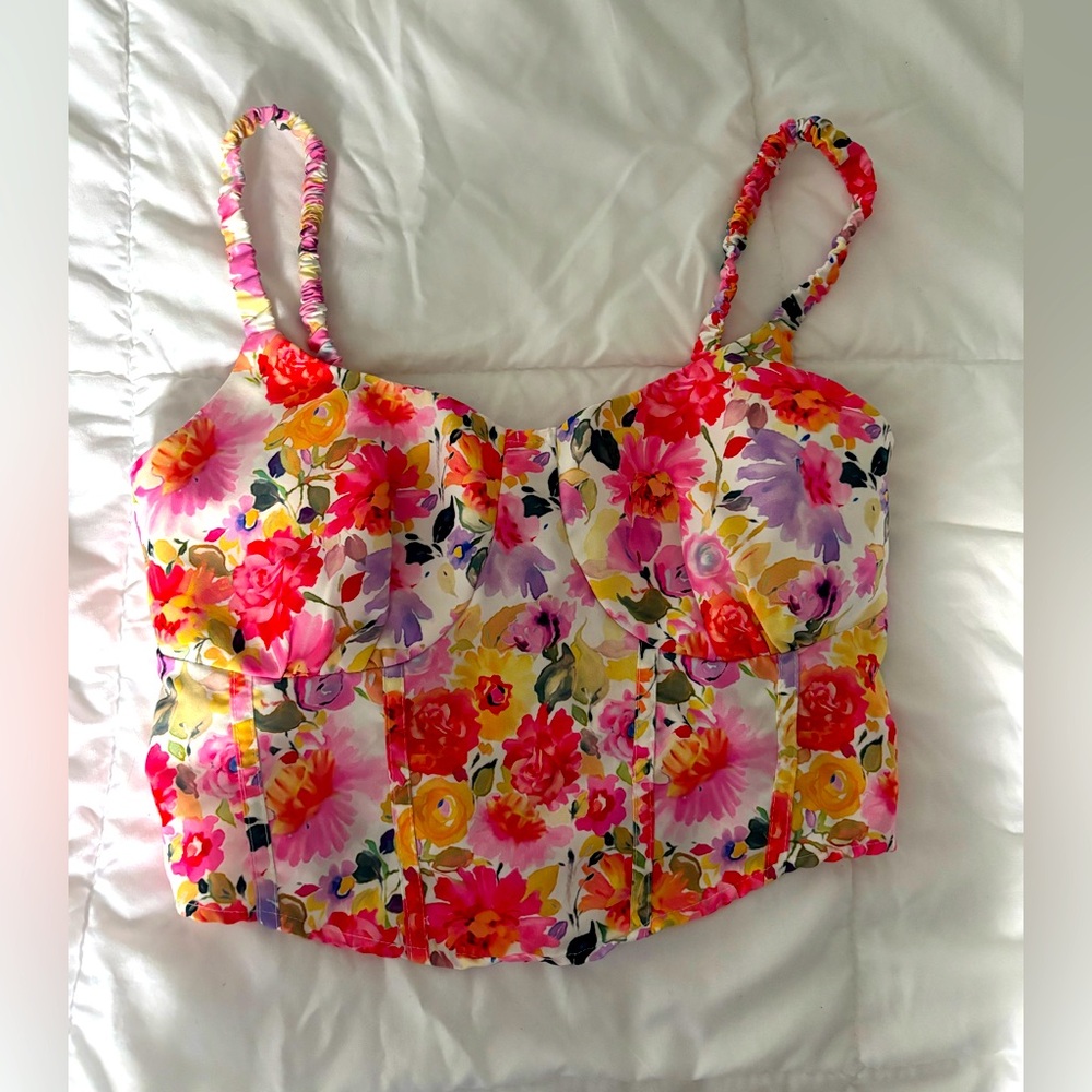 SHEIN Floral Multicolor Bustier Top